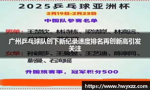 广州乒乓球队创下新纪录速度排名再创新高引发关注