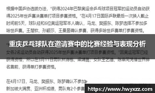 重庆乒乓球队在邀请赛中的比赛经验与表现分析